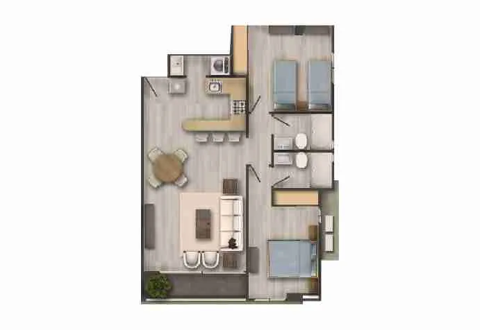 Plano de apartamento del proyecto Acacias Versalles (segundo modelo)