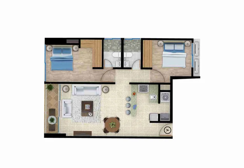 Plano de distribución de los apartamentos de Sky 66