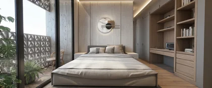 Suite con panel de madera